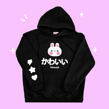 Load image into Gallery viewer, Kawaii Bunny Hoodie - Black