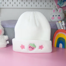 Load image into Gallery viewer, Strawberry Beanie - White