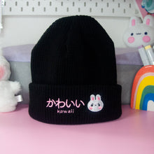 Load image into Gallery viewer, Kawaii Bunny Beanie - Black