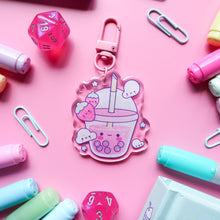 Load image into Gallery viewer, Strawberry Boba Acrylic Keychain