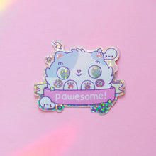 Load image into Gallery viewer, Pawsome! Glitter Holographic Sticker