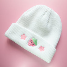 Load image into Gallery viewer, Strawberry Beanie - White
