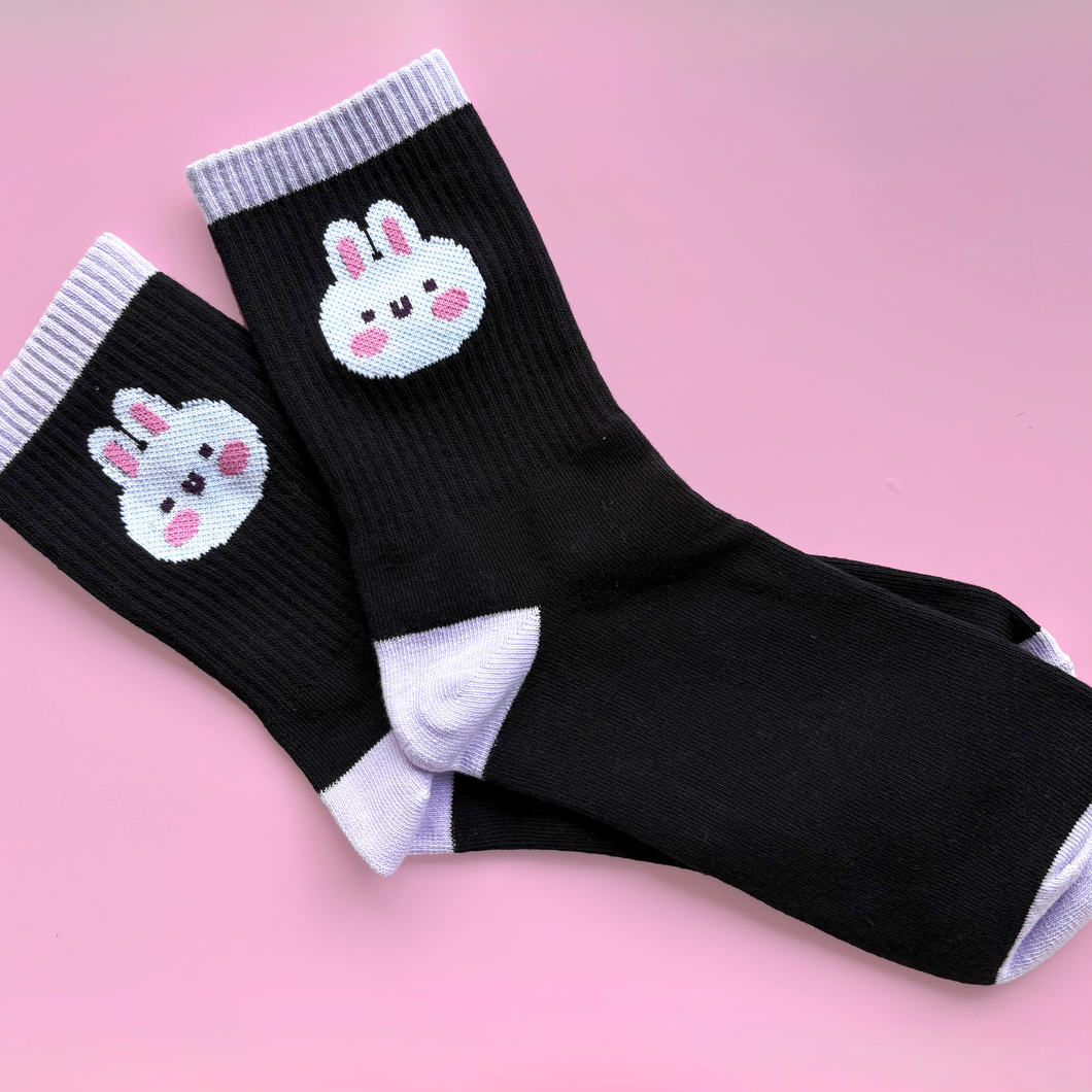 Kawaii Bunny Socks - Black
