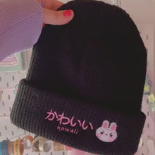 Load and play video in Gallery viewer, Kawaii Bunny Beanie - Black
