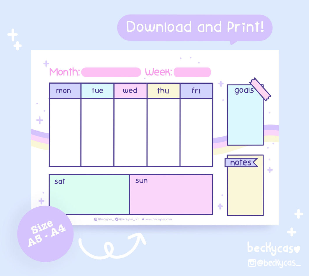 Kawaii Open Weekly Planner – Beckycas - Shop kawaii-open-weekly-planner-beckycas-shop
