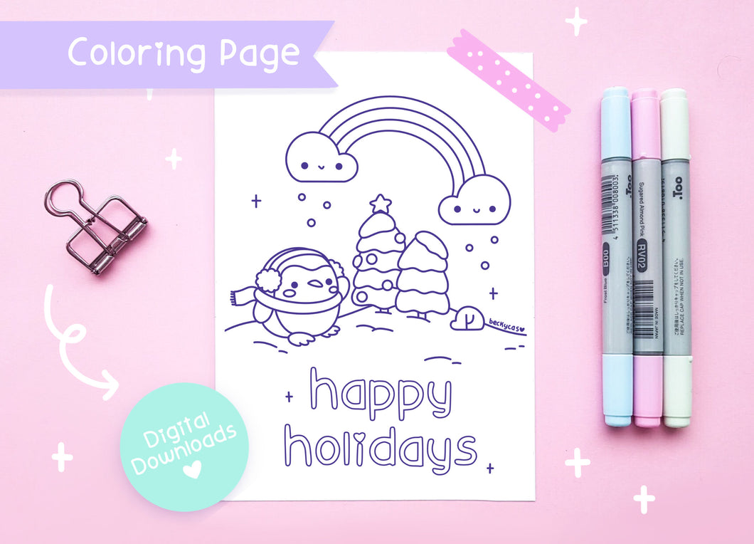 Happy Holidays Printable Coloring Page