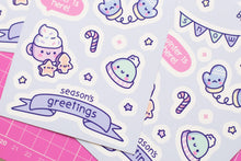 Load image into Gallery viewer, Kawaii Season&#39;s Greetings Stickers Sheet
